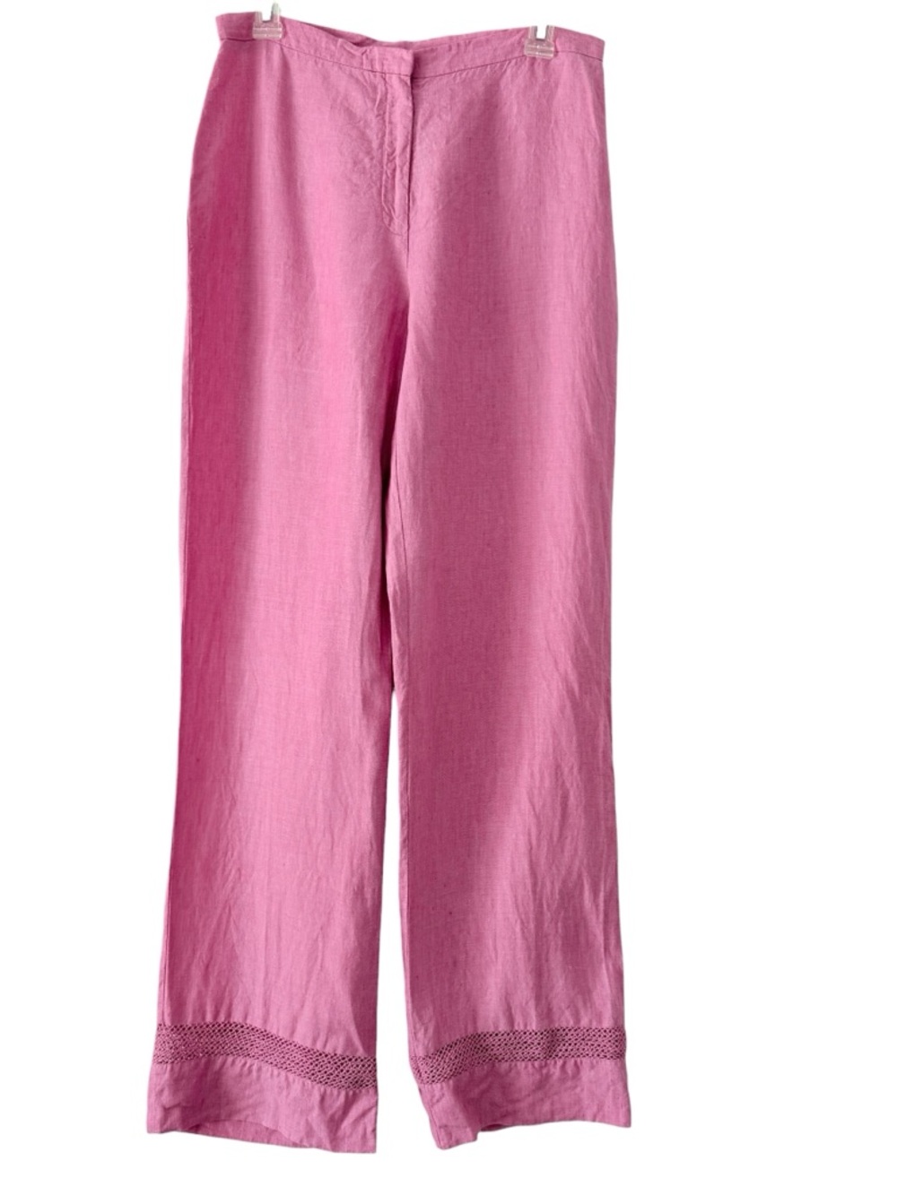100% Linen Wide Leg Flat Front Pink Pants Size 8